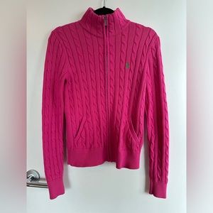 Polo Ralph Lauren pink cable knit cardigan